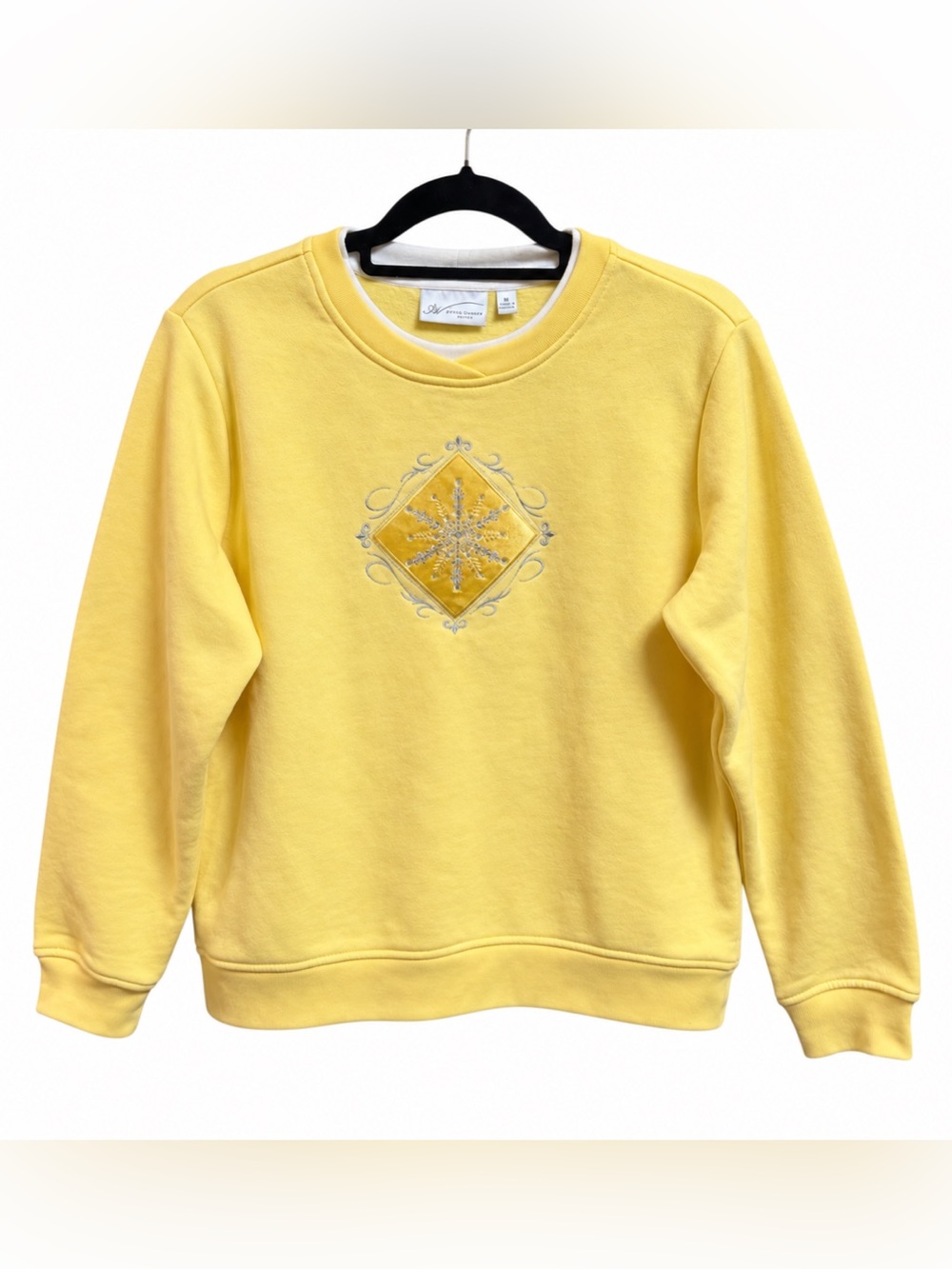 Vintage 90s Studio Works Sport M Yellow Snowflake Embellished Sweatshirt